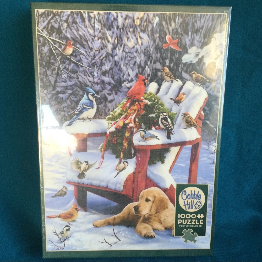 Cobble Hill New NWT Puzzle 1000 pc Warm Winter's Day Retriever Puppy